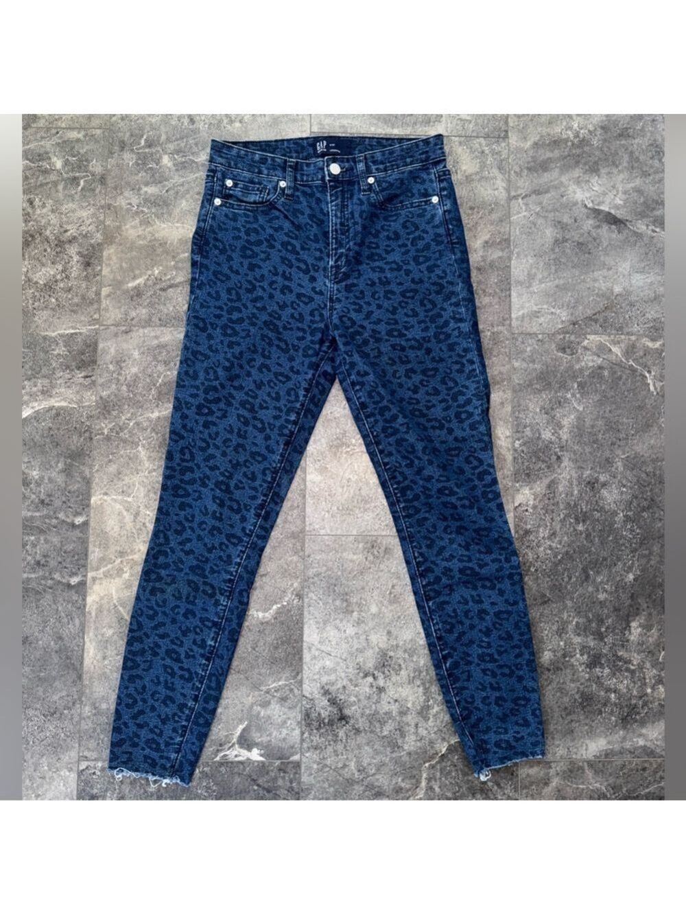 GAP Denim Legging Jeans Leopard Print Blue Size 4/27
